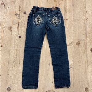 Mudd Blue Denim Jeans Girls Size 7 Ripped Jeans Embellished Pockets